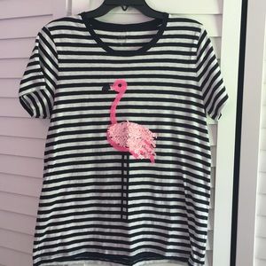 J crew navy stripe flamingo shirt